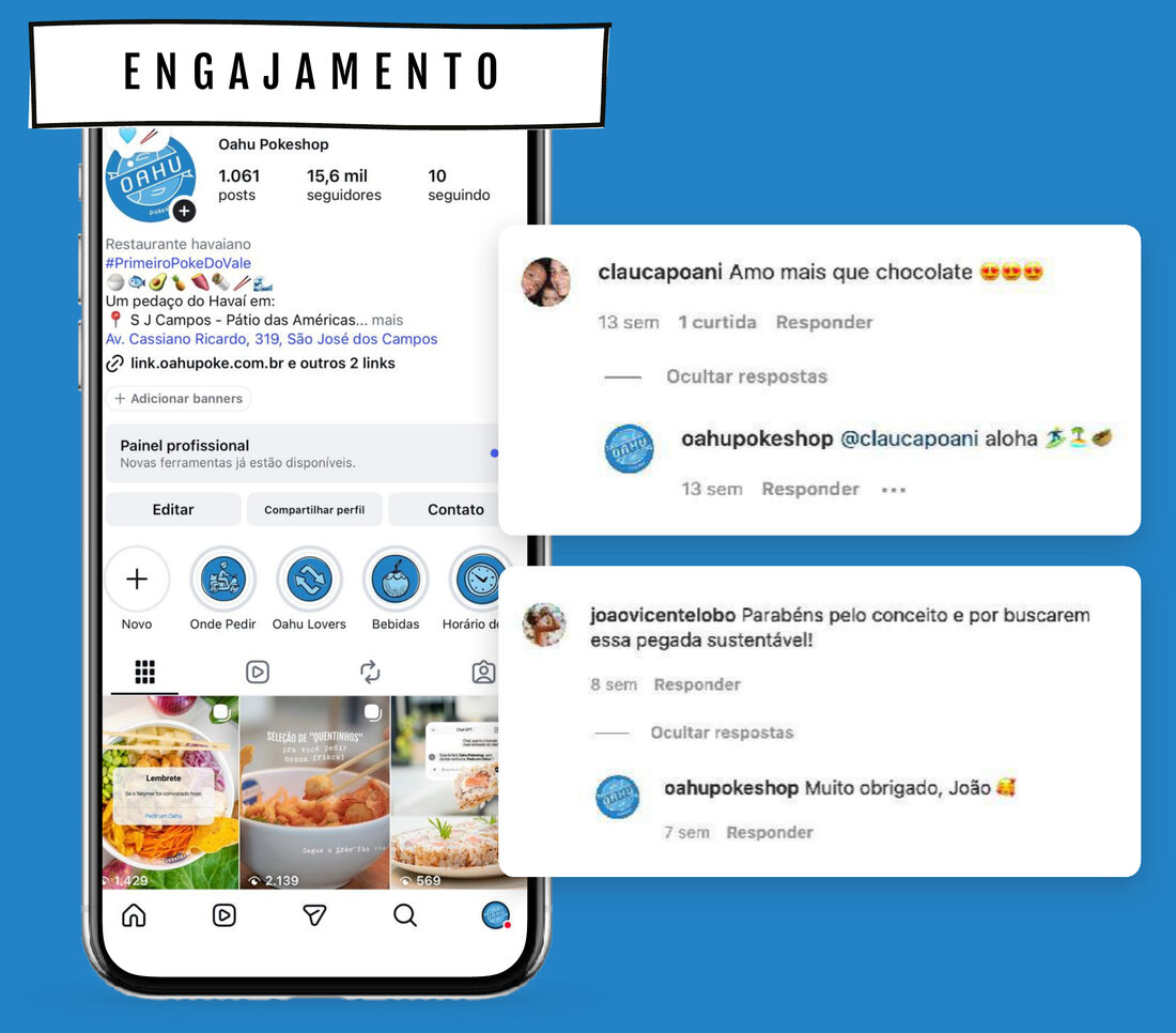 Engajamento no Instagram @oahupokeshop